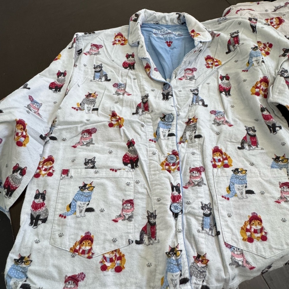 PJ Salvage Winter Cat Flannel PJ set